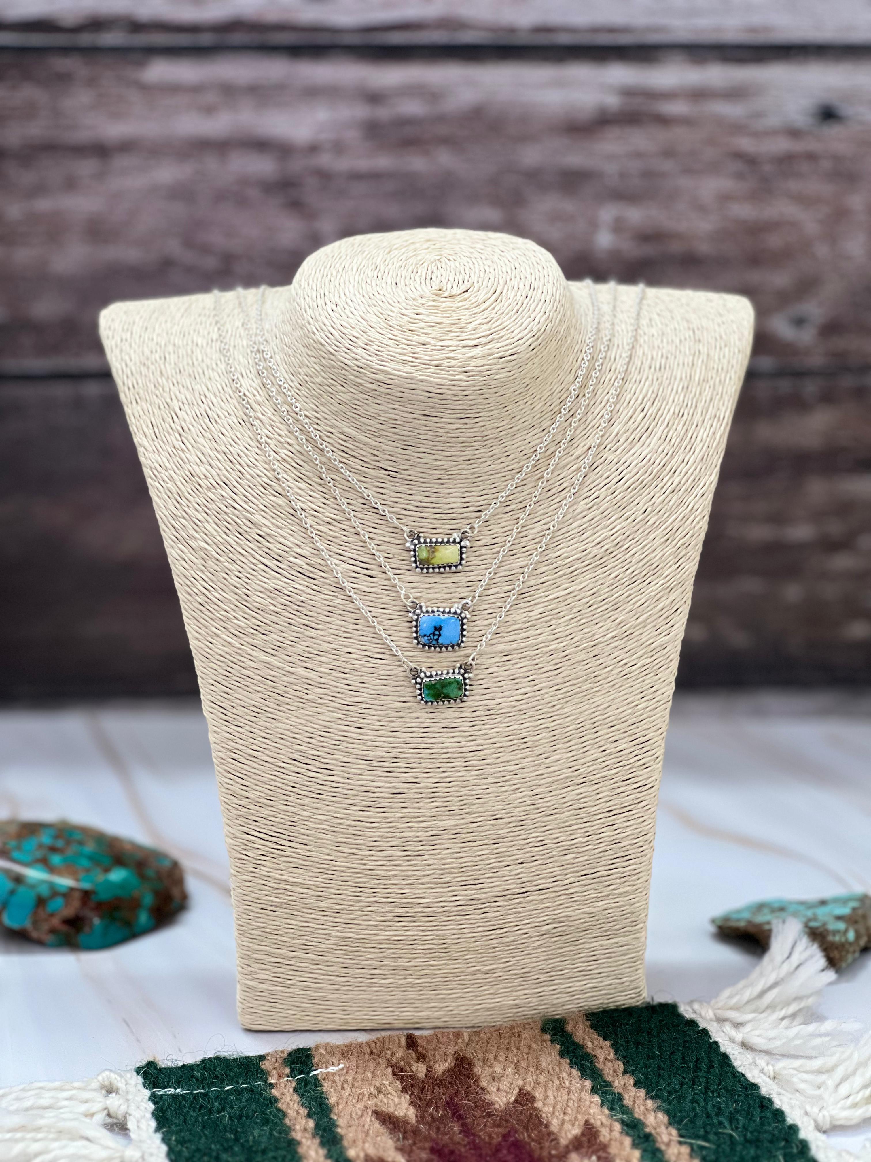Handmade Sterling Silver Multi Stone Necklace with Signed Nizhoni