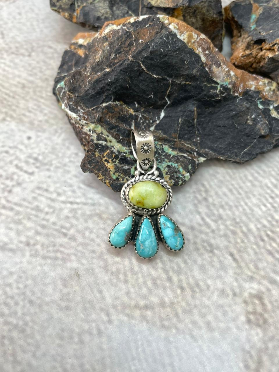 Handmade Sterling Silver Palomino with White Water Pendant "Signed Nizhoni"