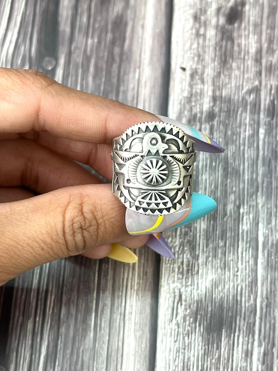 Handmade Sterling Silver Adjustable Ring "Signed Nizhoni" (5)