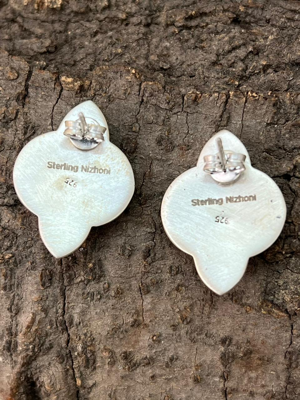 Handmade Sterling Silver Hot Pink Post Studs Earrings "Signed Nizhoni"