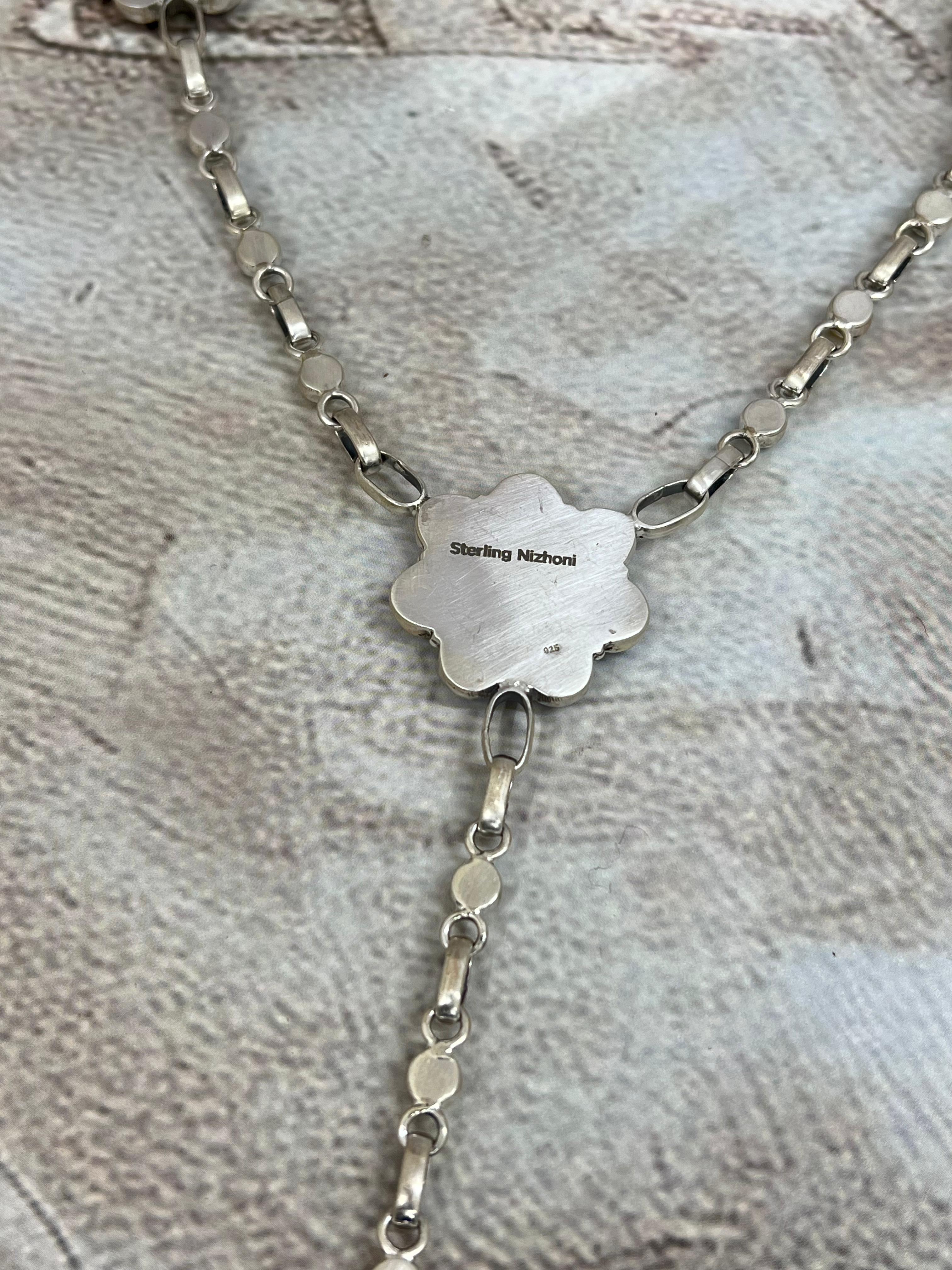 Handmade Sterling Silver Grape Dahlia, Honey Dahlia Necklace with Signed Nizhoni