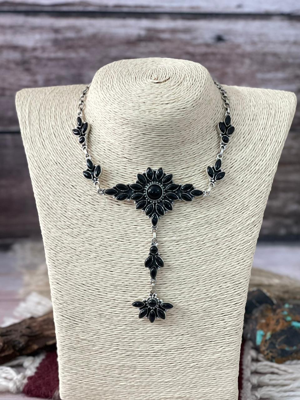 Handmade Sterling Silver Black Onyx Necklace "Signed Nizhoni"