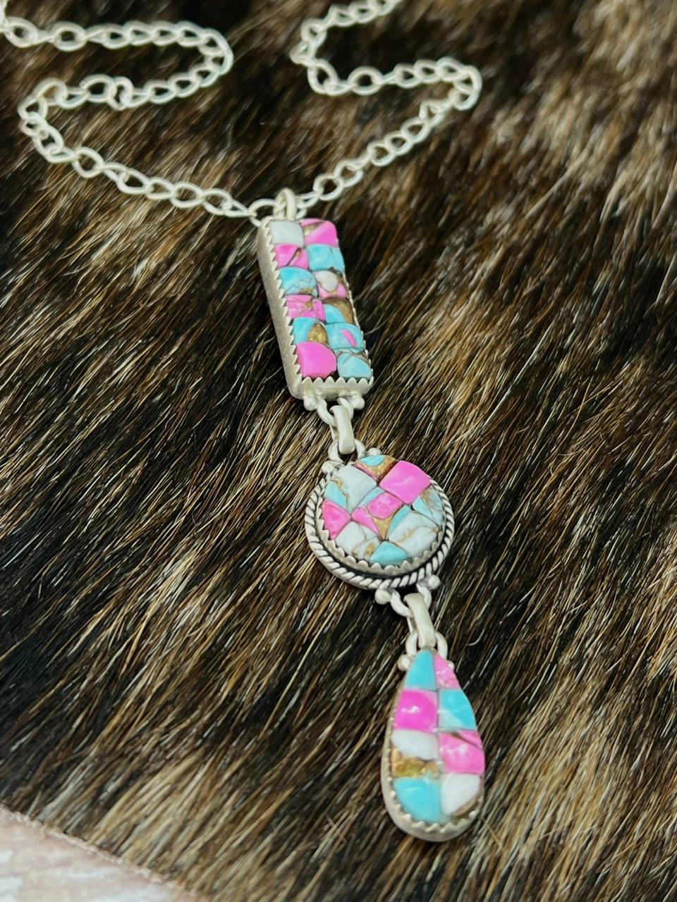 Handmade Sterling Silver Cotton Candy Necklace "Signed Nizhoni"