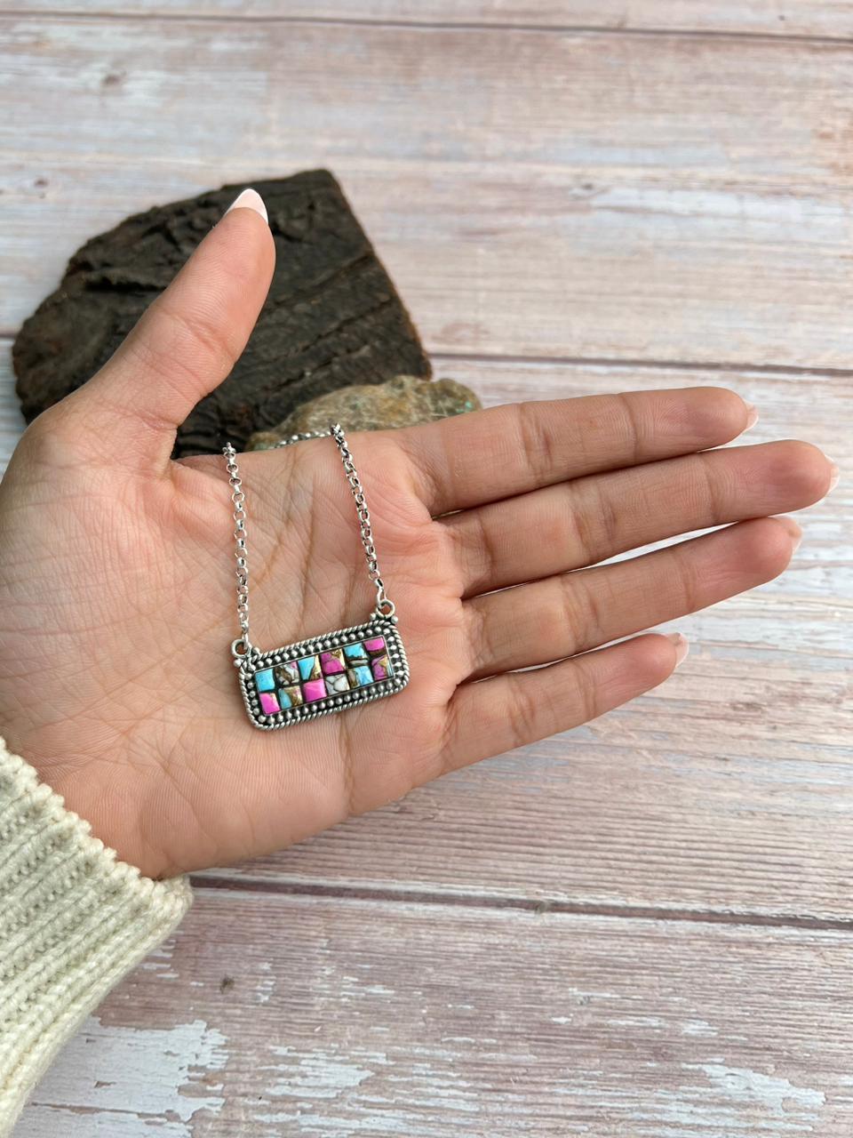 Handmade Sterling Silver Cotton Candy Necklace "Signed Nizhoni"