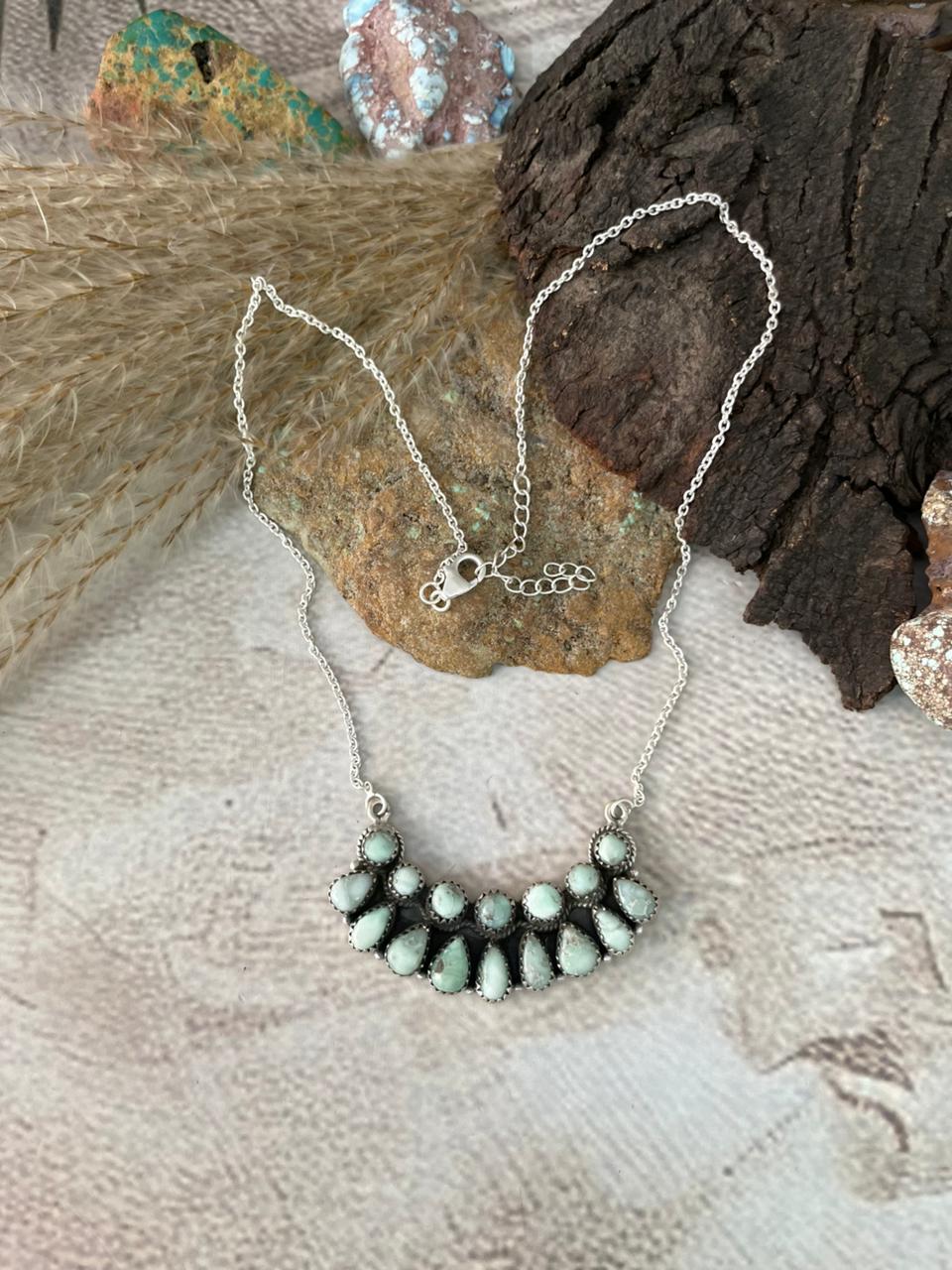 Handmade Sterling Silver Paloma Turquoise Necklace "Signed Nizhoni"