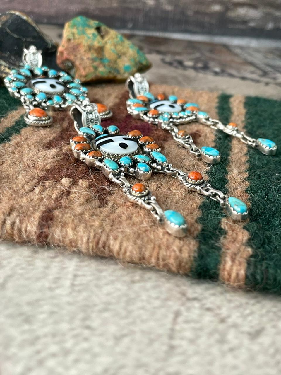 Handmade Sterling Silver Turquoise and MOP Pendant "Signed Nizhoni"