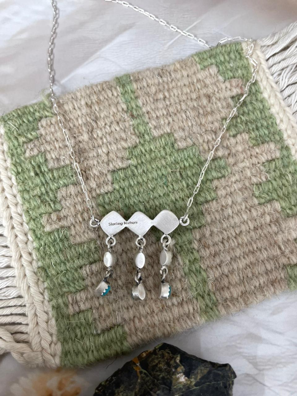 Handmade Sterling Silver Kingman with Pink Opal Necklace "Signed Nizhoni"