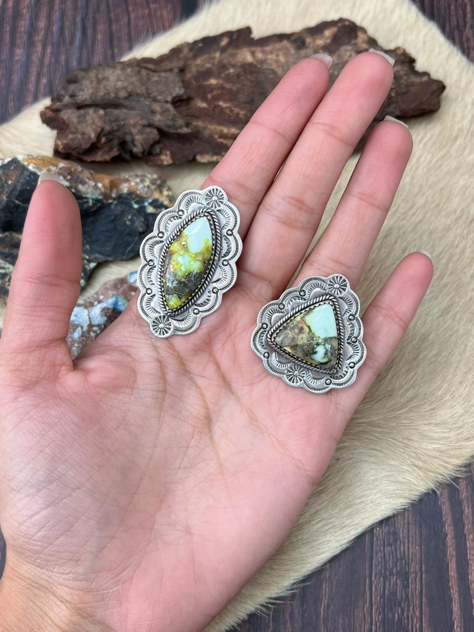 Handmade Sterling Silver Palomino Turquoise Adjustable Ring "Signed Nizhoni"