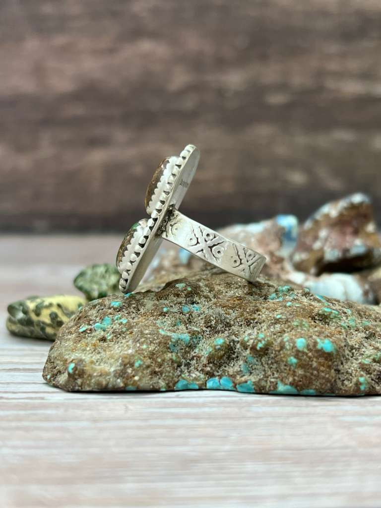 Handmade Sterling Silver Sonoran Mountain Turquoise Adjustable Ring "Signed Nizhoni" (8)