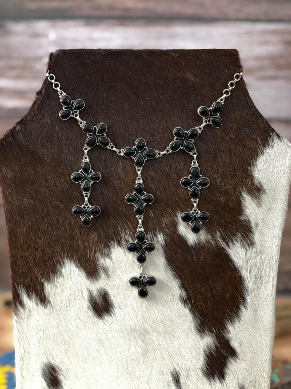 Handmade Sterling Silver Black Onyx Choker Necklace "Signed Nizhoni"
