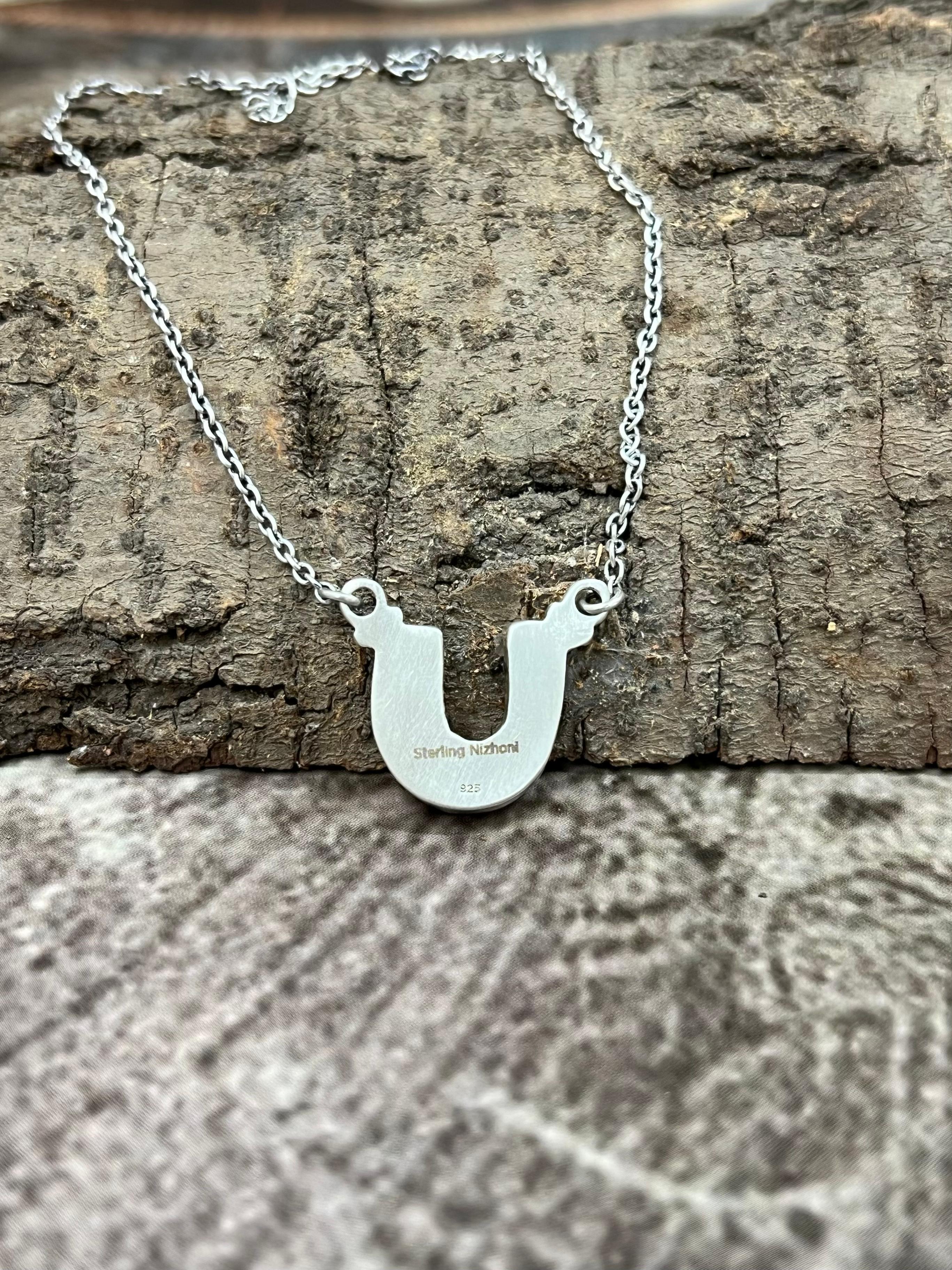 Handmade Sterling Silver Dahlia Rose Necklace with Signed Nizhoni