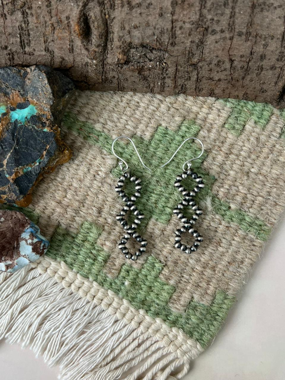 Handmade Sterling Silver Beaded Hook Dangle Earrings