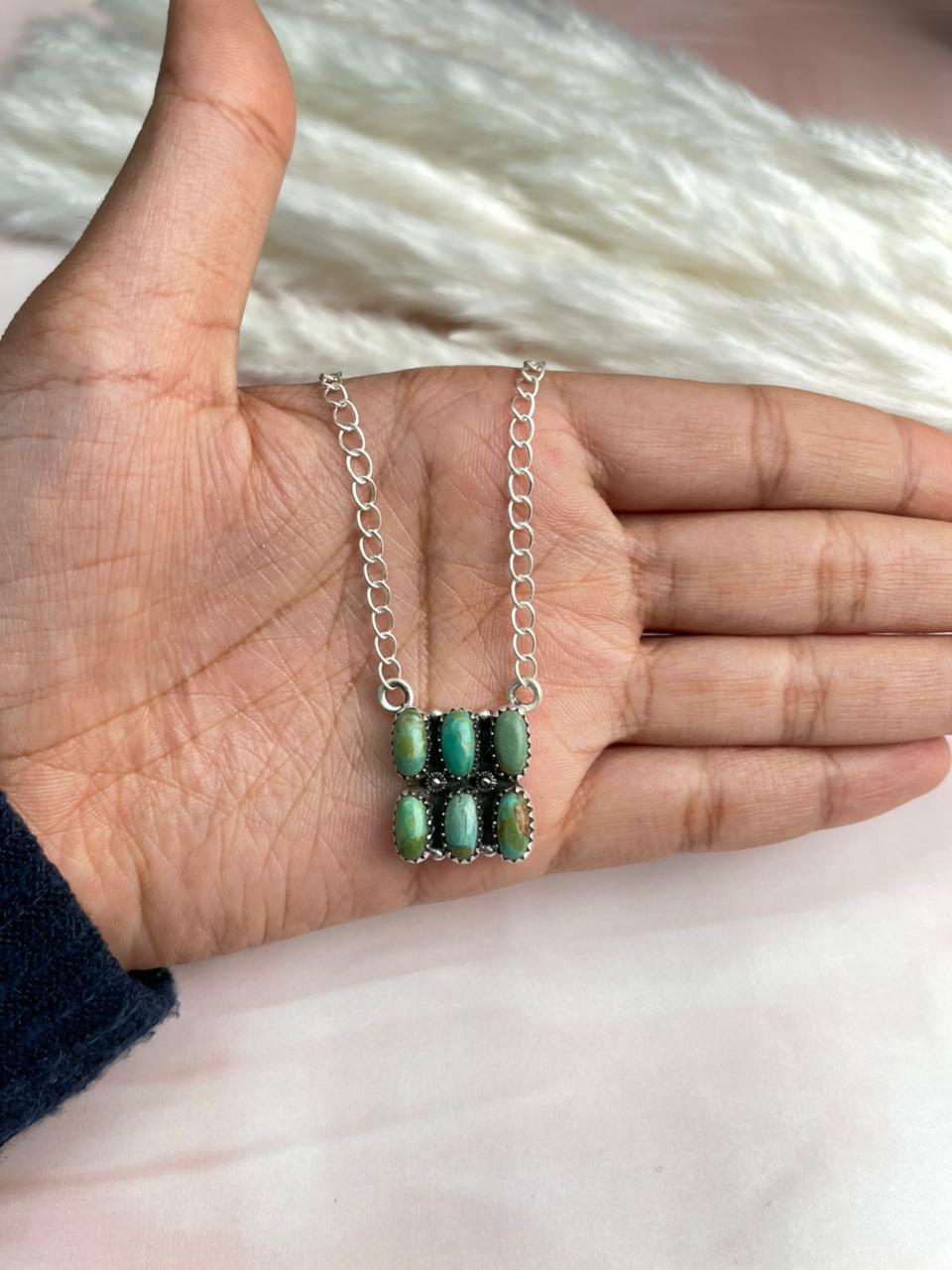 Handmade Sterling Silver Kingman Turquoise Necklace "Signed Nizhoni"