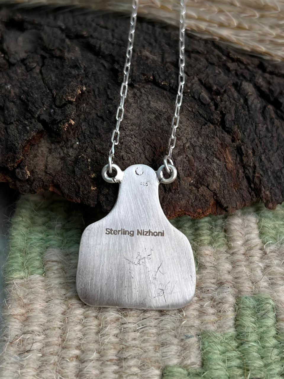 Handmade Sterling Silver Kingman Turquoise Necklace "Signed Nizhoni"