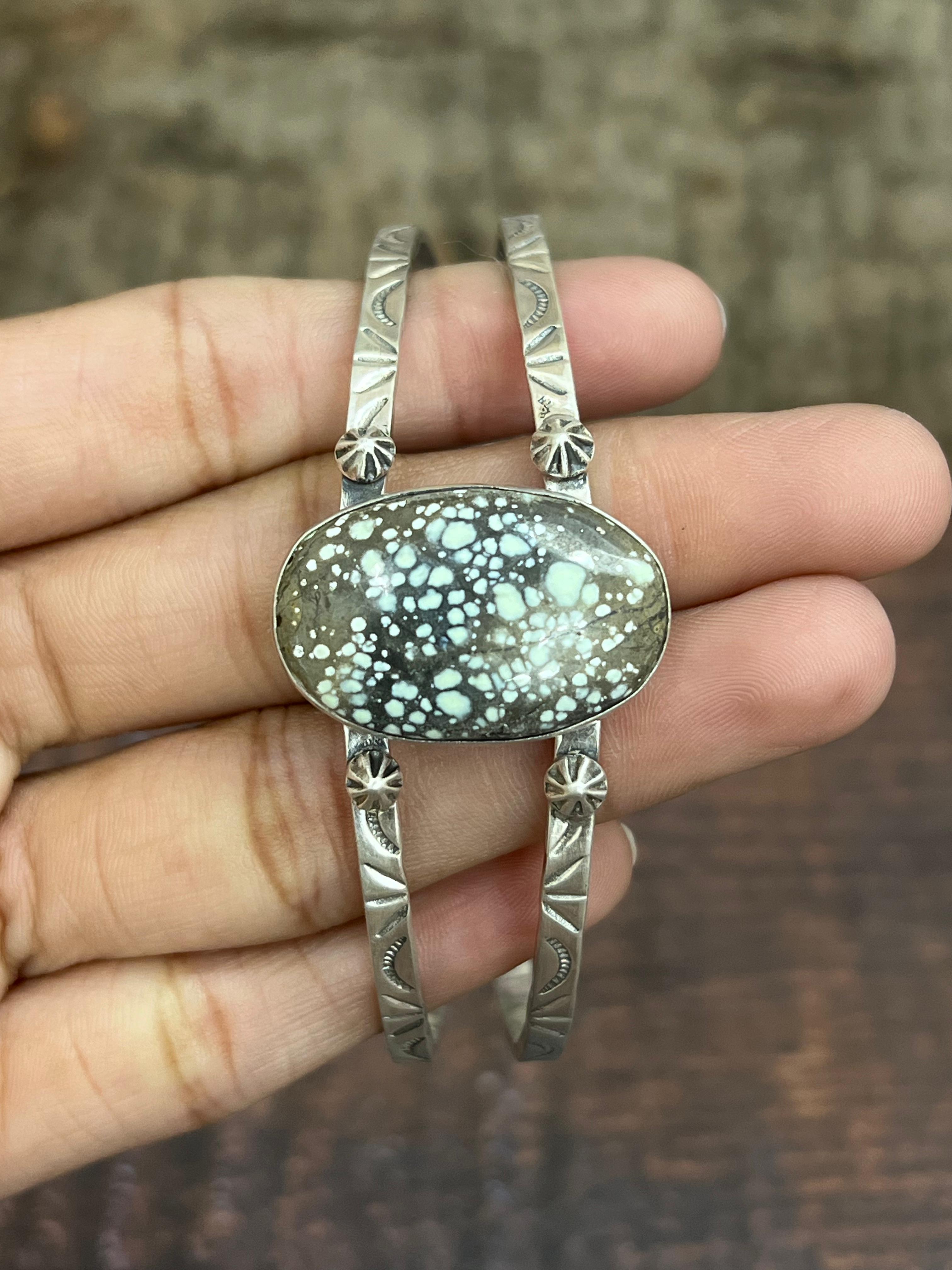 Handmade Sterling Silver Starfox Variscite Cuff Bracelet Signed Nizhoni