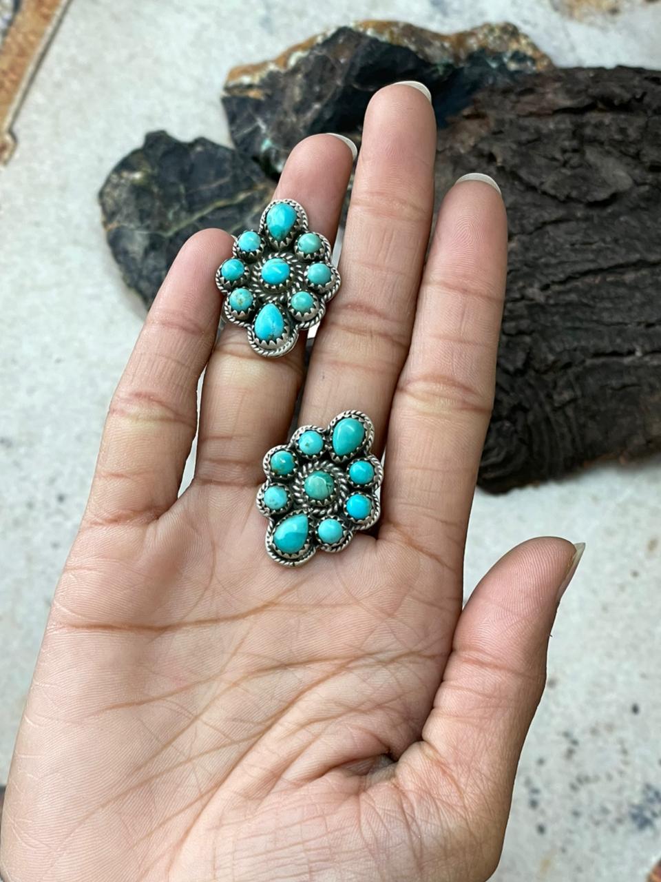 Handmade Sterling Silver Kingman Turquoise Adjustable Ring "Signed Nizhoni"