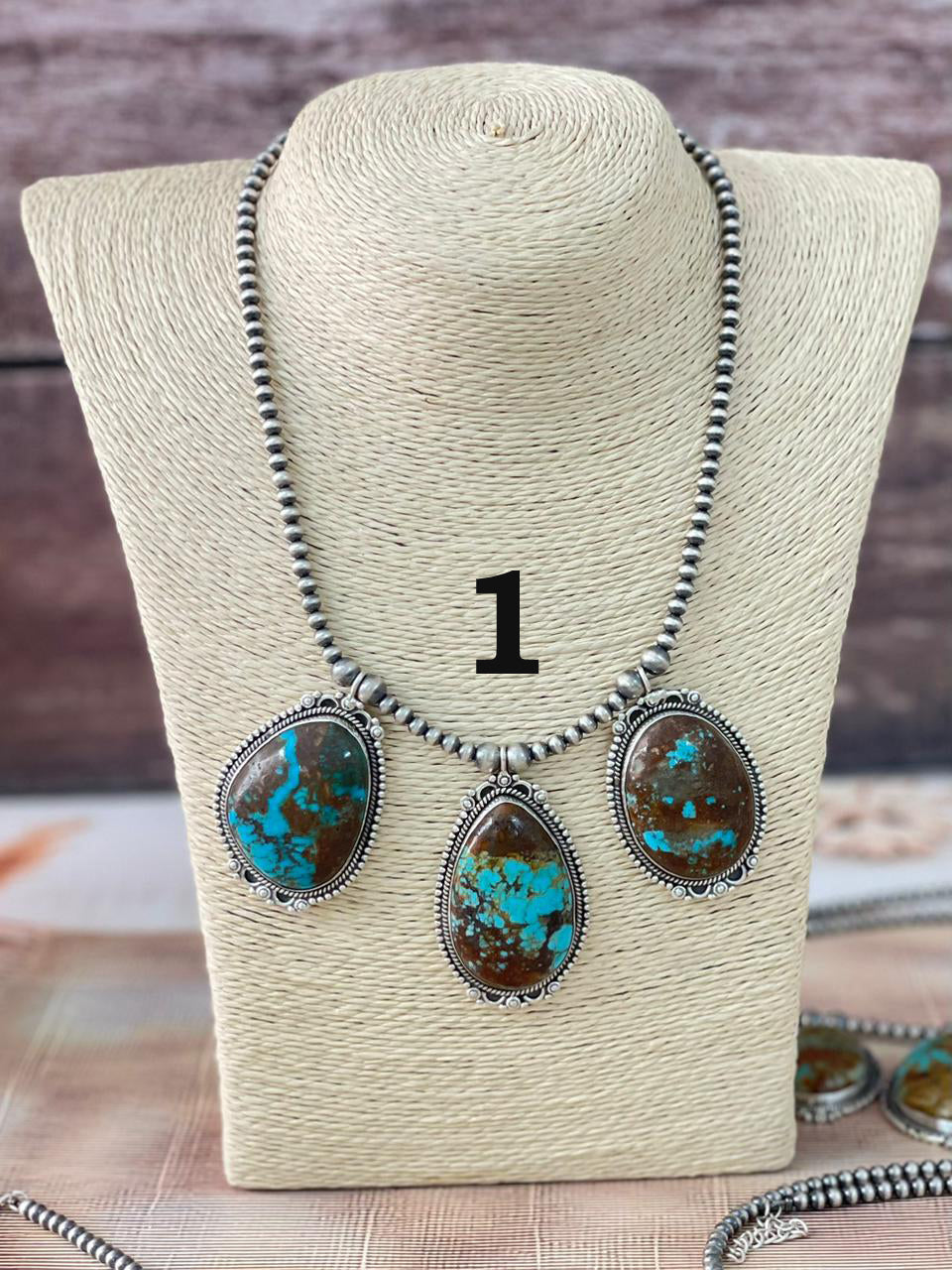 Handmade Sterling Silver Royston Turquoise Beaded Necklace "Signed Nizhoni"