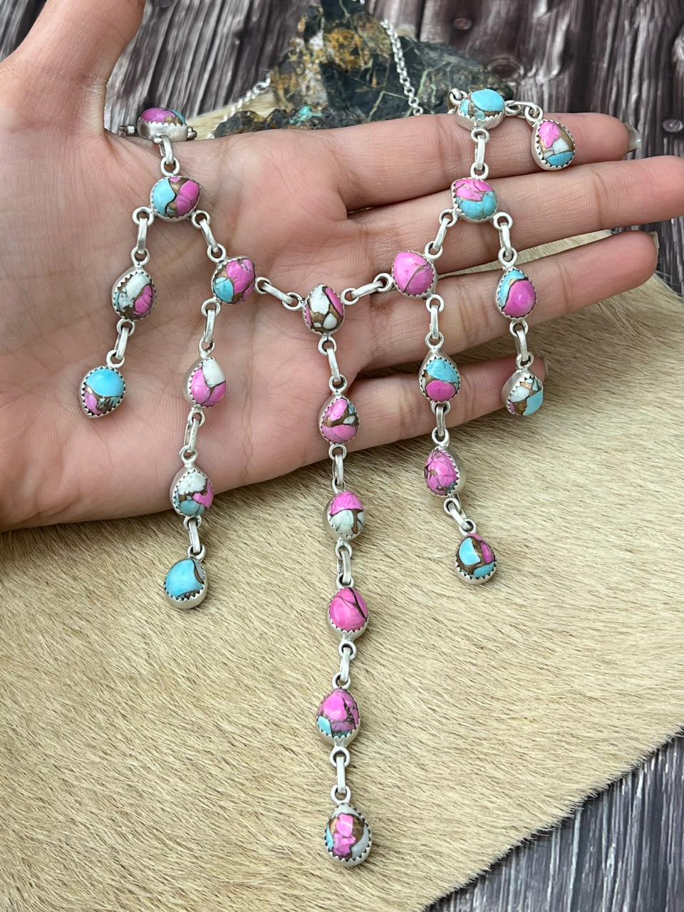 Handmade Sterling Silver Cotton Candy Necklace "Signed Nizhoni"