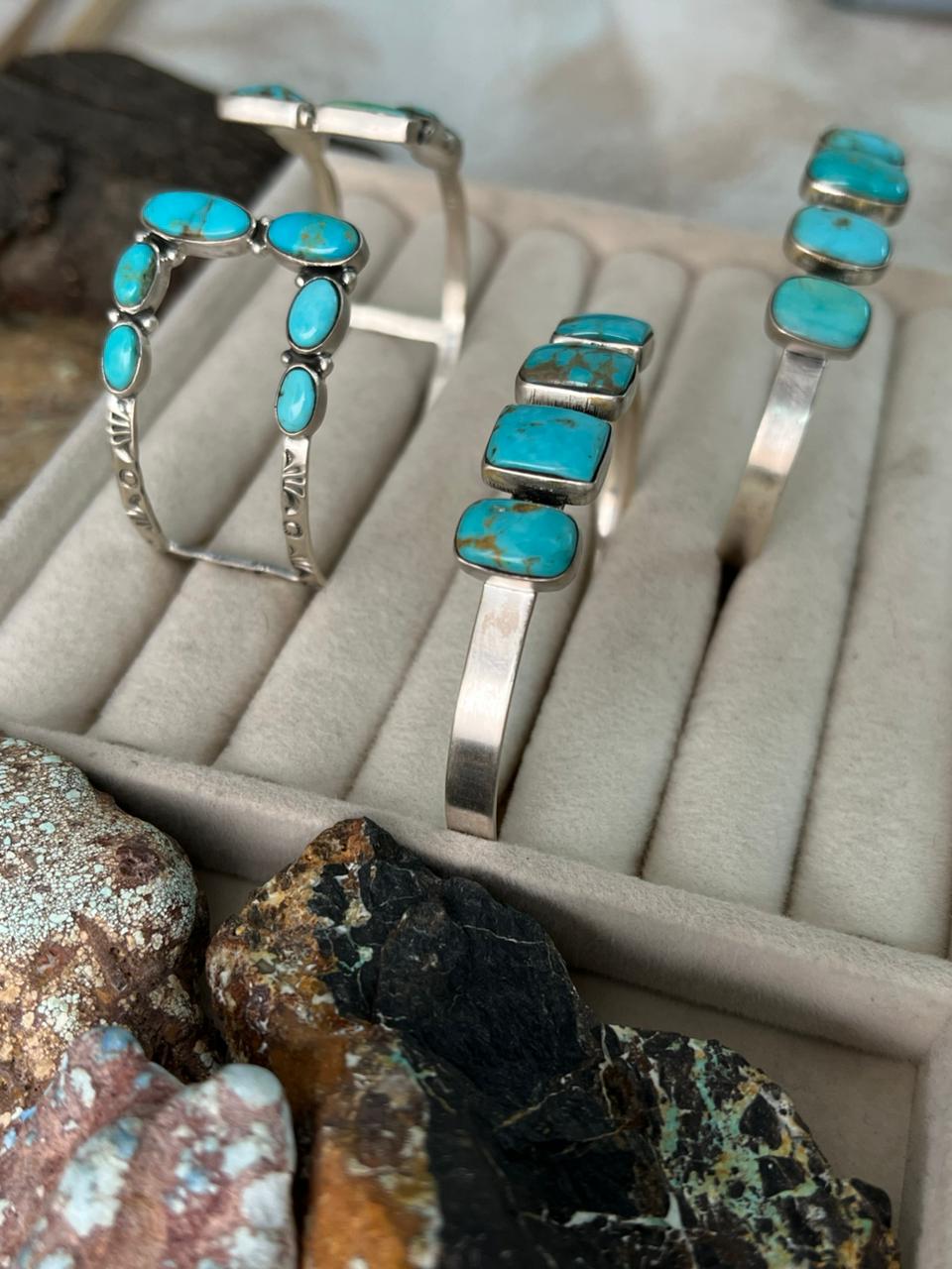 Handmade Sterling Silver Santa Maria Turquoise Bracelet "Signed Nizhoni"