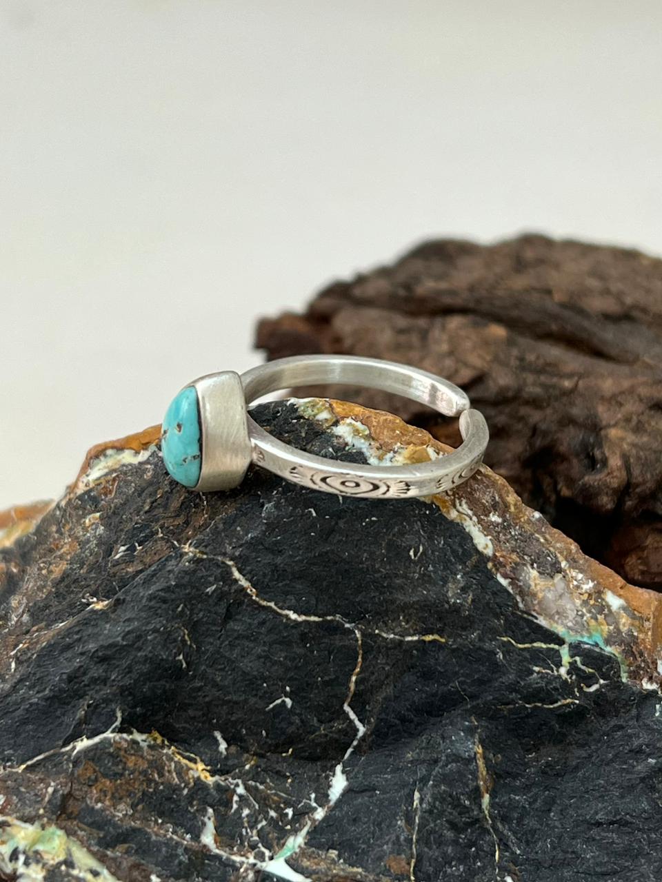Handmade Sterling Silver White Water Adjustable Ring "Signed Nizhoni"