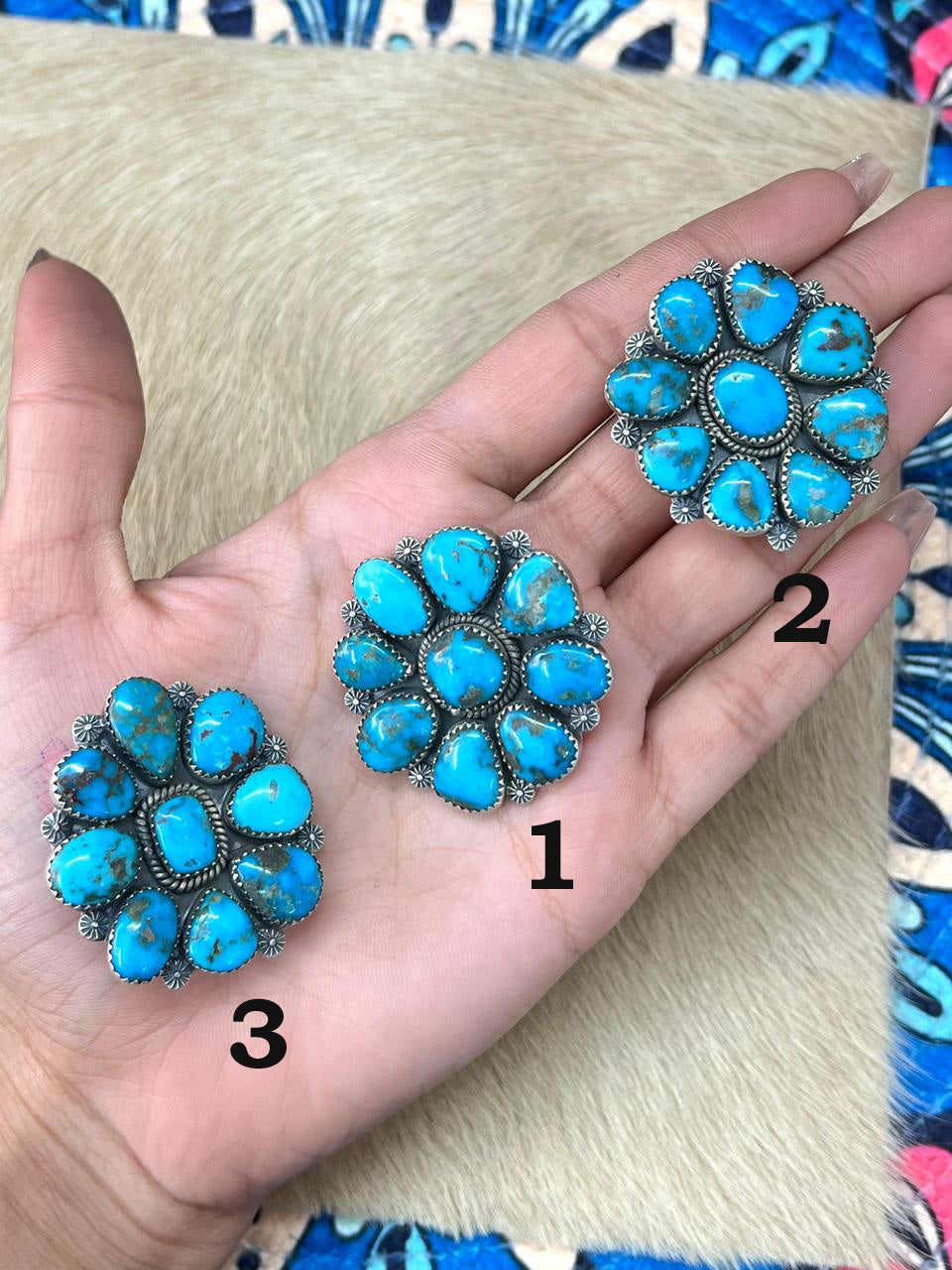 Handmade Sterling Silver Arizona Blue Turquoise Purse Key Clip "Signed Nizhoni"