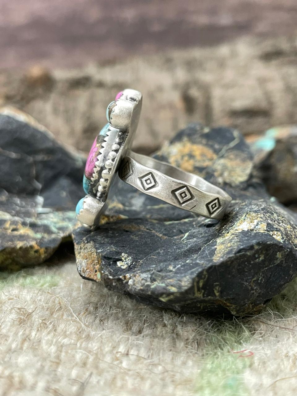 Handmade Sterling Silver Cotton Candy Adjustable Ring "Signed Nizhoni" (3)