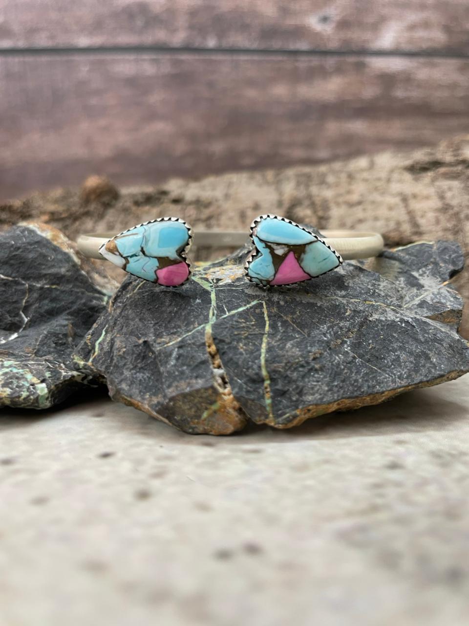 "Heart Collection" Handmade Sterling Silver Cotton Candy Bracelet "Signed Nizhoni"