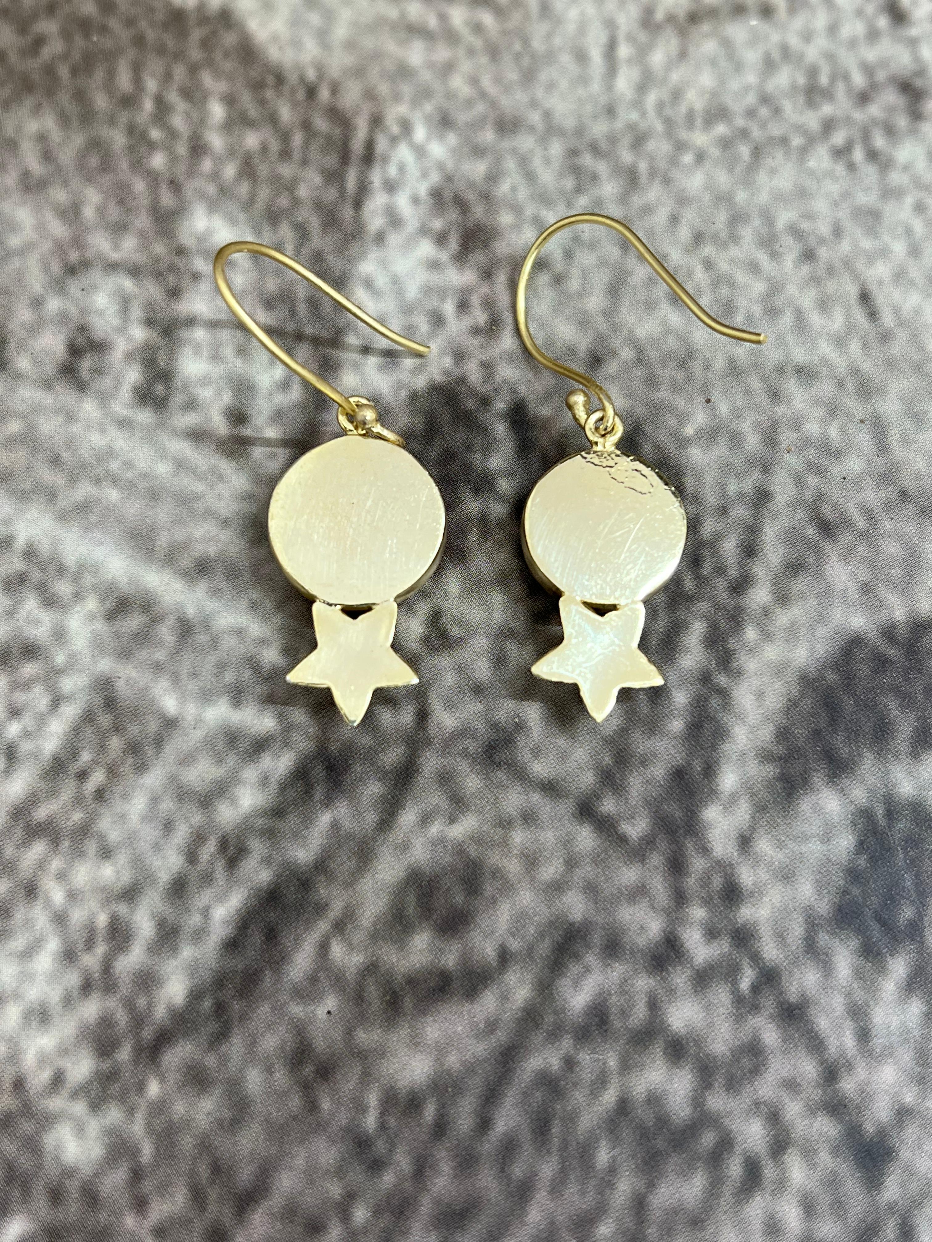 “The Golden Collection” Handmade Natural White Buffalo Turquoise Hook Earrings