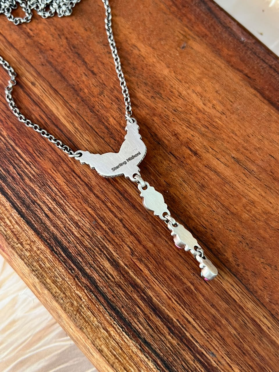 Handmade Sterling Silver Cotton Candy Necklace Signed Nizhoni