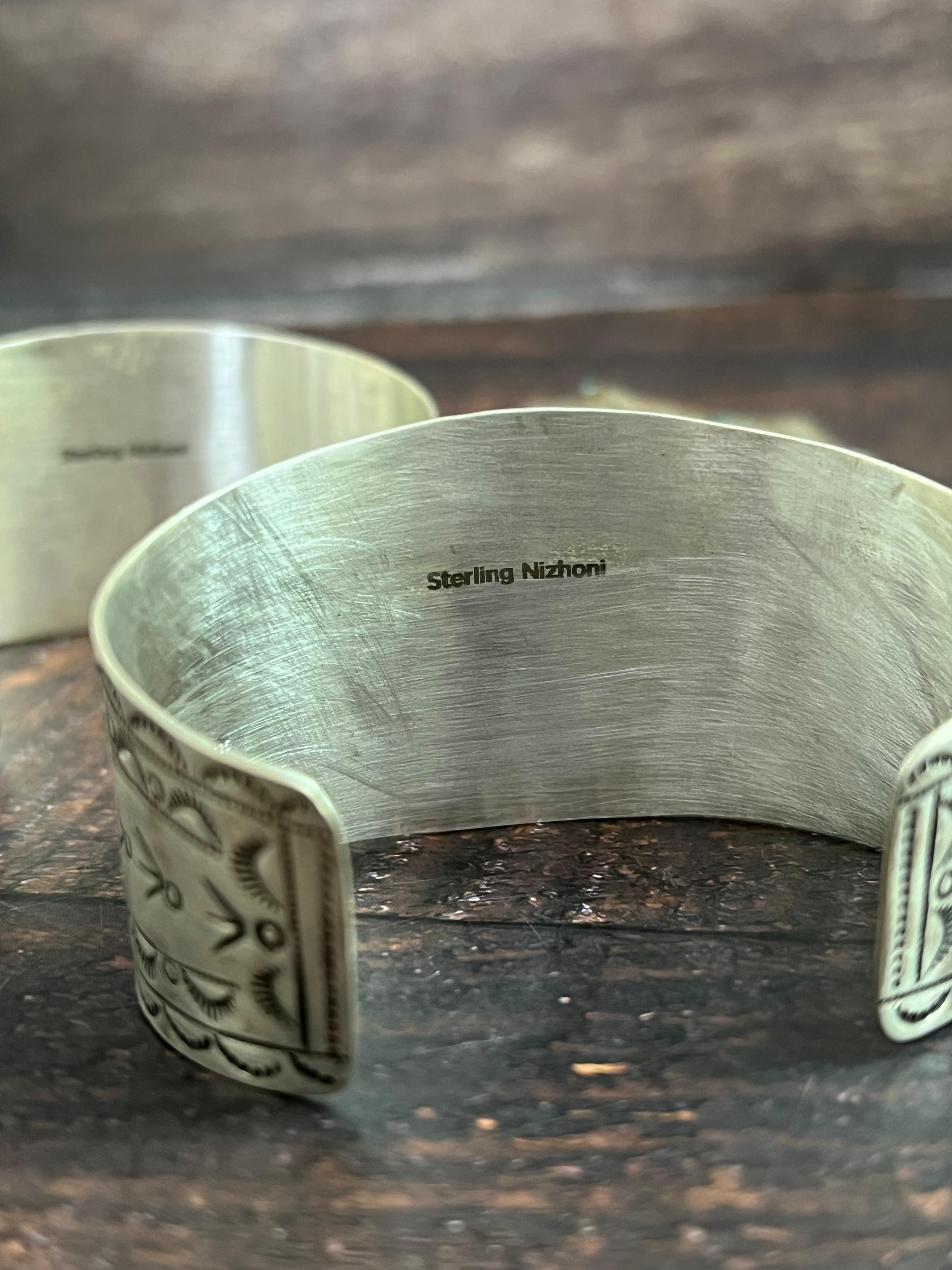 Handmade Sterling Silver Golden Hills, Palomino Turquoise Bracelet with Signed Nizhoni