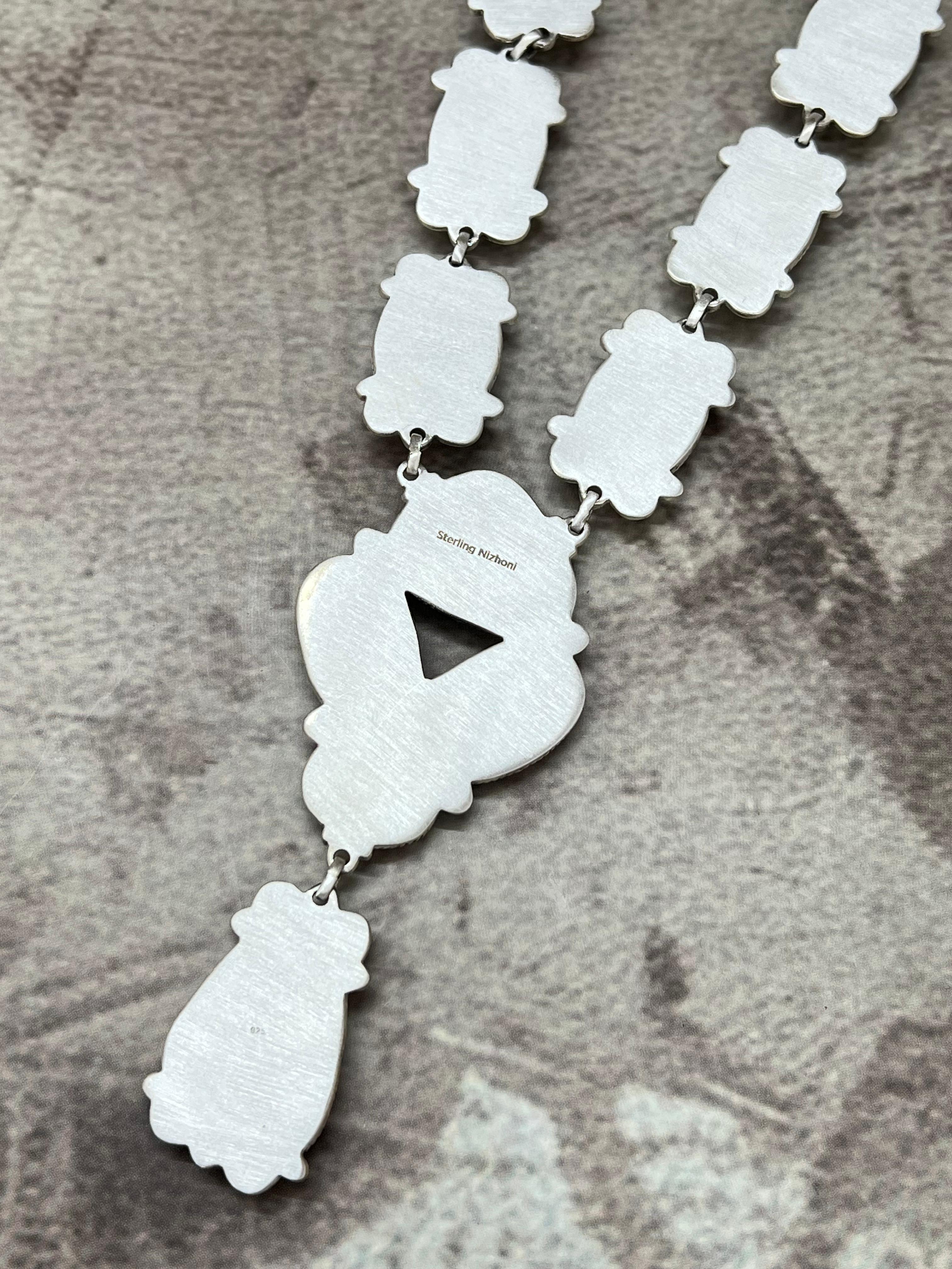 Handmade Sterling Silver Hardy Pit Lariat Necklace with Signed Nizhoni