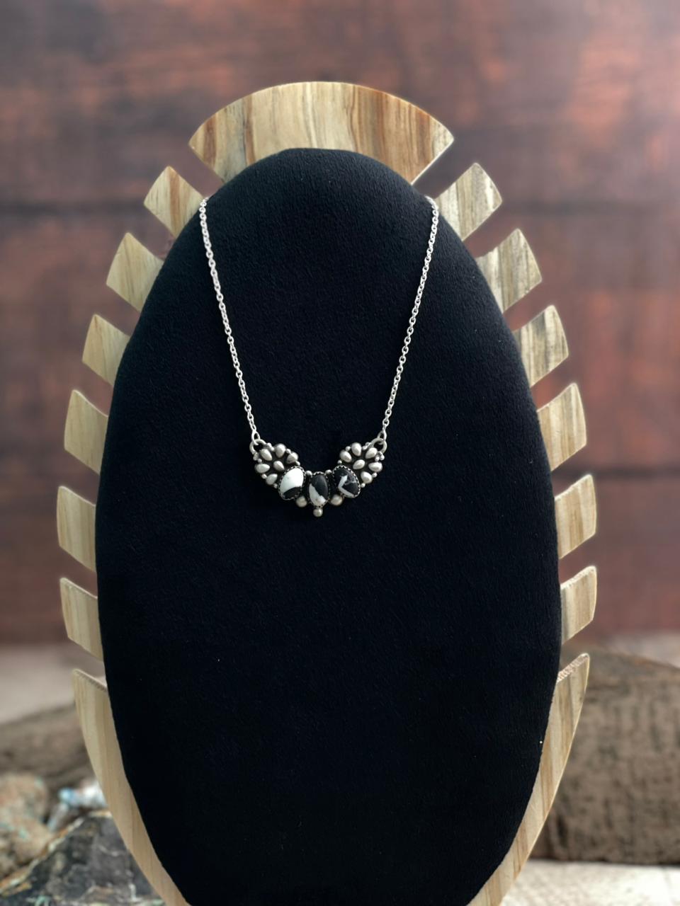 Handmade Sterling Silver White Buffalo Necklace "Signed Nizhoni"