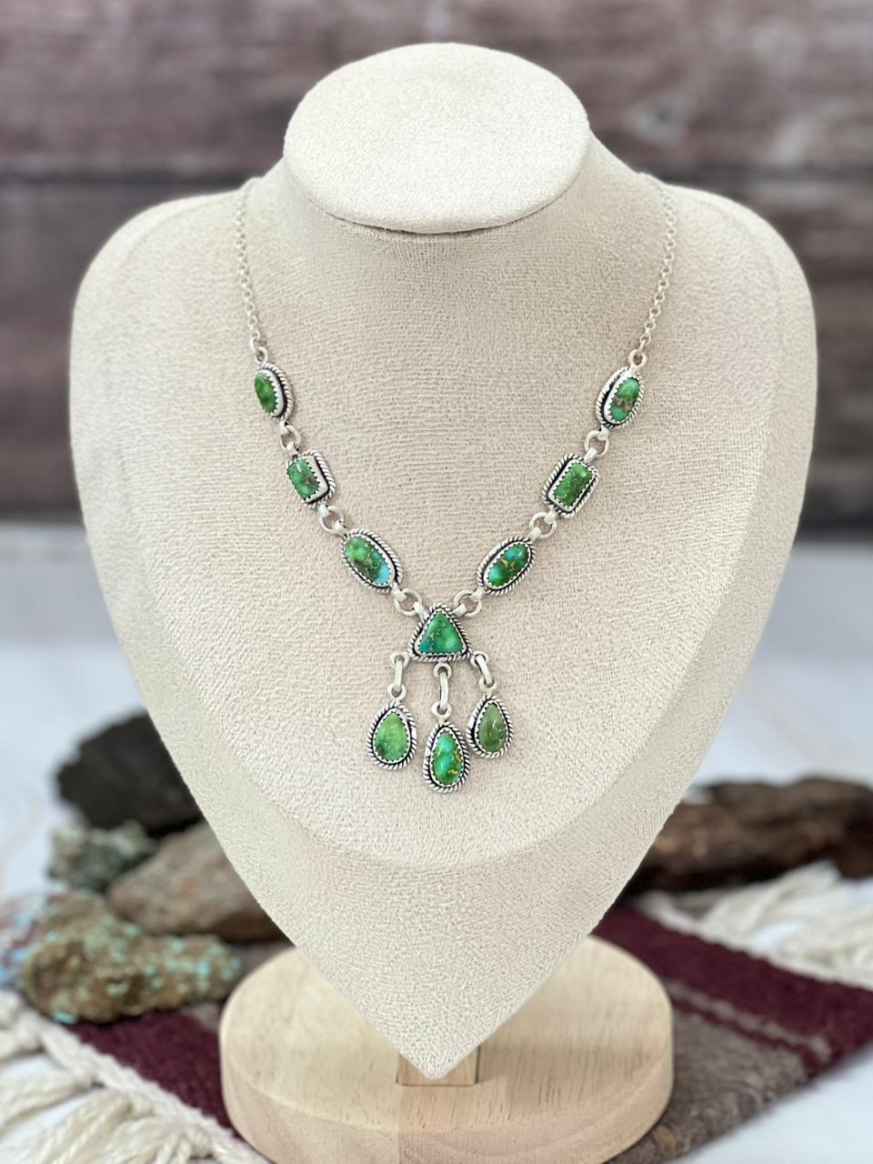 Handmade Sterling Silver Sonoran Mountain Turquoise Necklace "Signed Nizhoni"