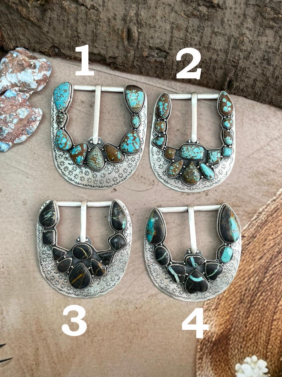 Handmade Sterling Silver Number 8 Turquoise, Black Jack Buckle with Signed Nizhoni (8)