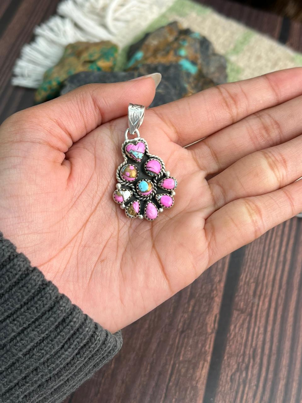 Handmade Sterling Silver Cotton Candy Pendant "Signed Nizhoni"