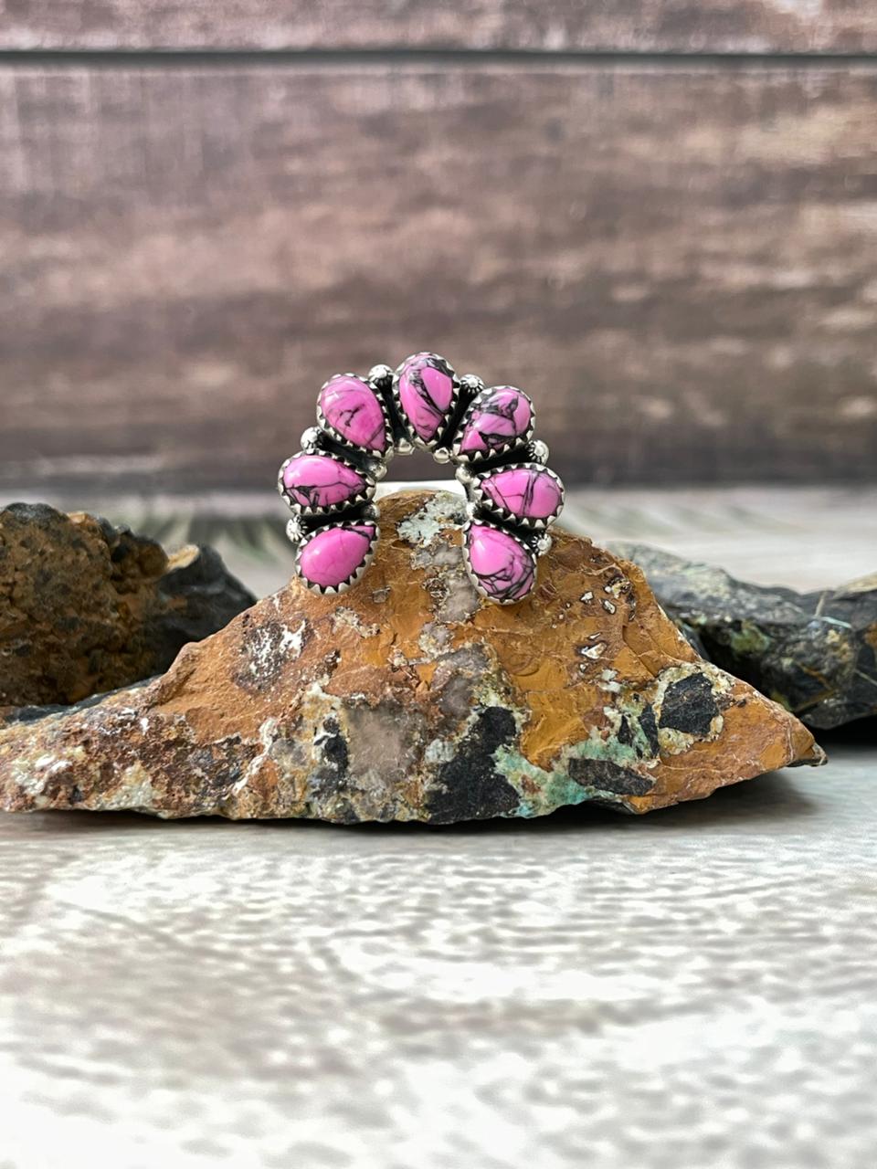 Handmade Sterling Silver Cherry Blossom Naja Adjustable Ring "Signed Nizhoni"