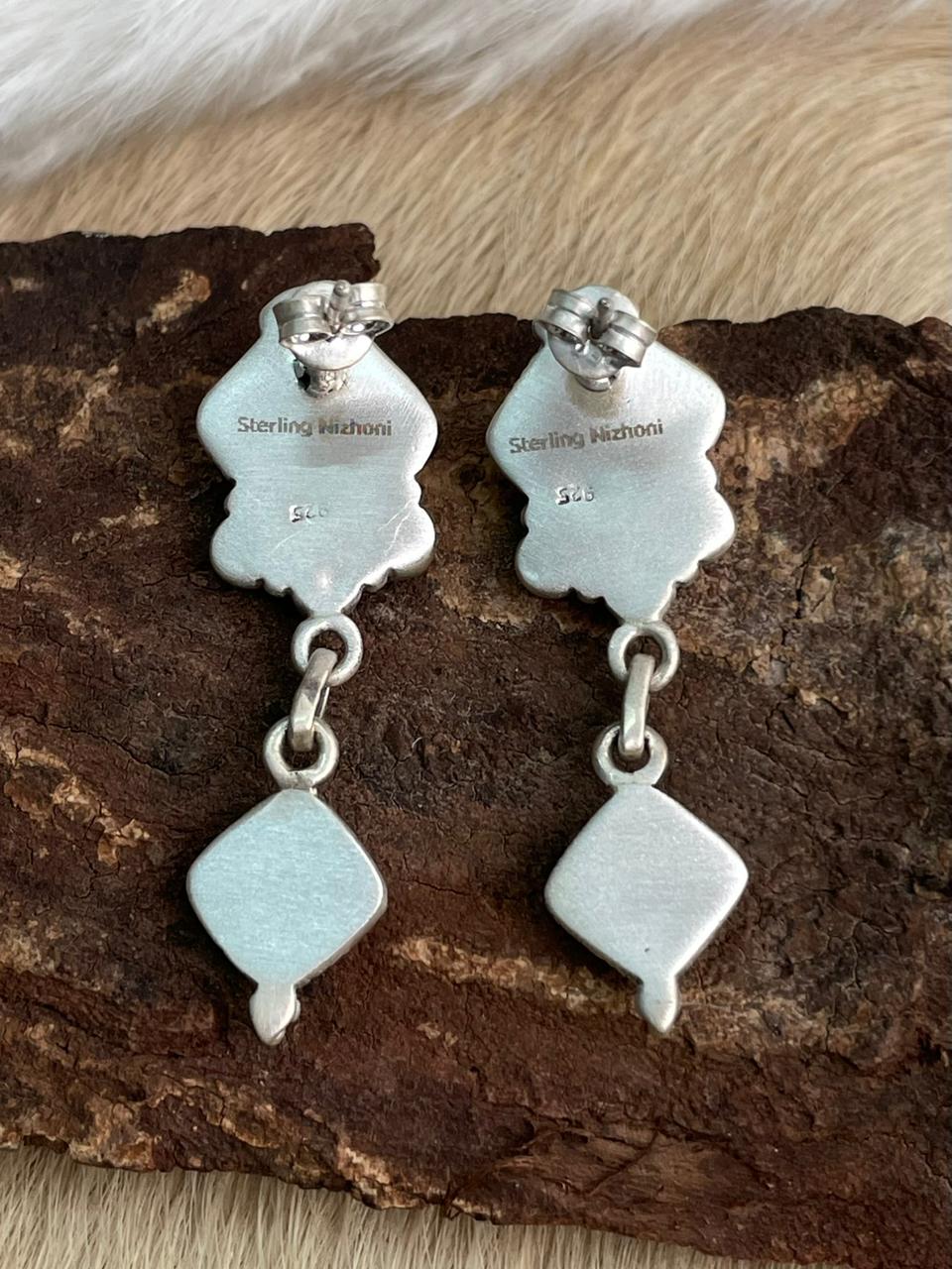 Handmade Sterling Silver Cotton Candy Post Dangle Earrings "Signed Nizhoni"