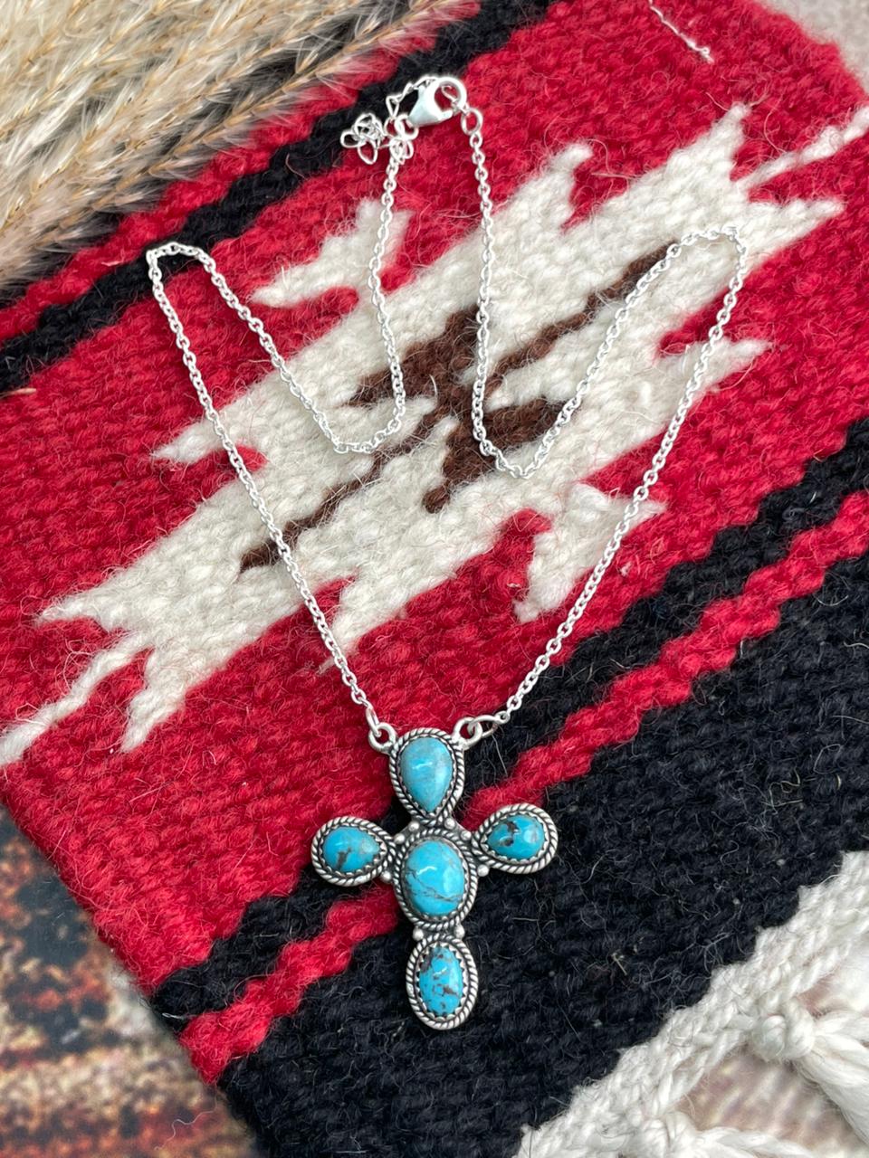 Handmade Sterling Silver Arizona Blue Turquoise Necklace "Signed Nizhoni"
