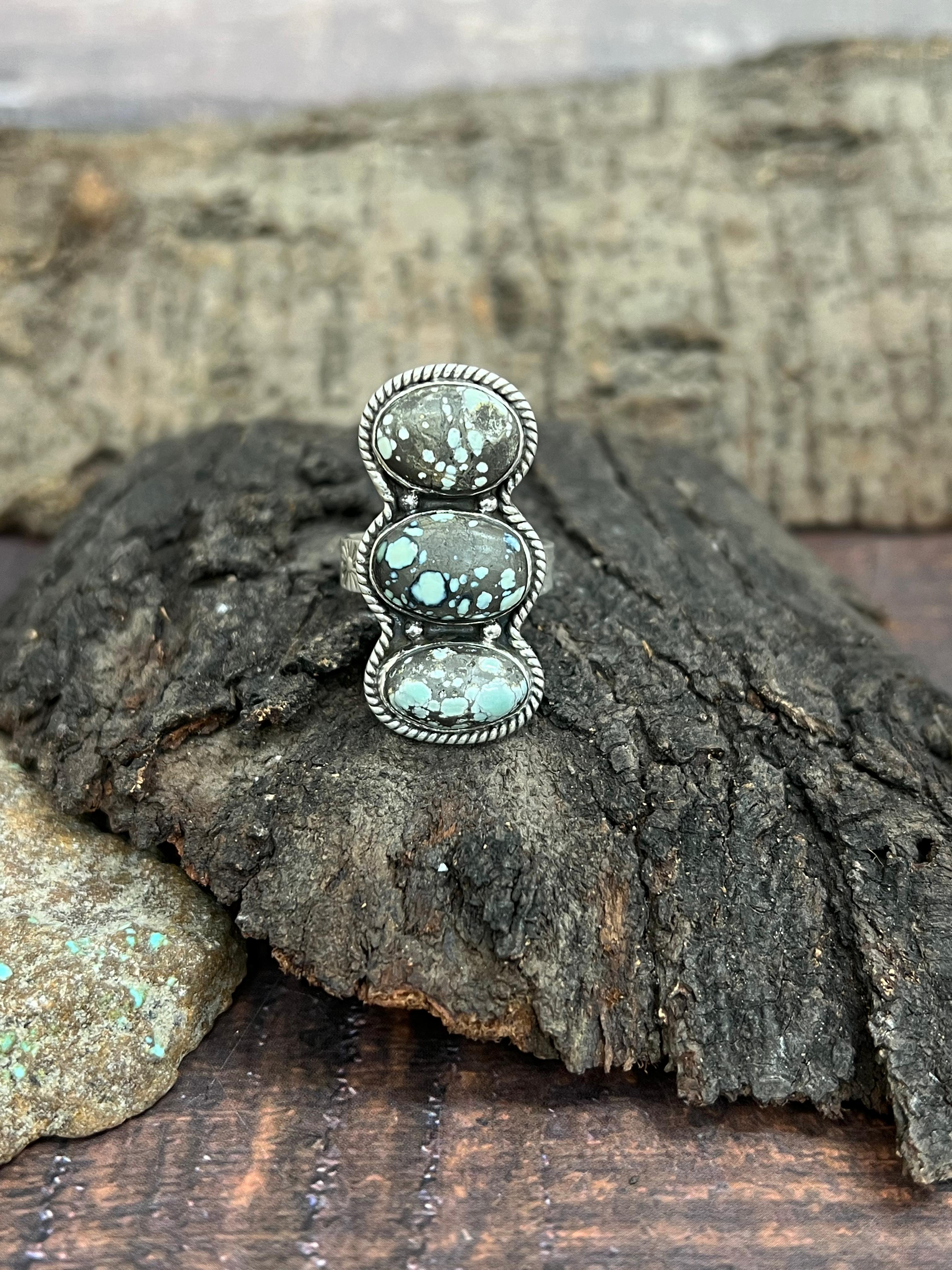 Handmade Sterling Silver Starfox Variscite Adjustable Ring Signed Nizhoni