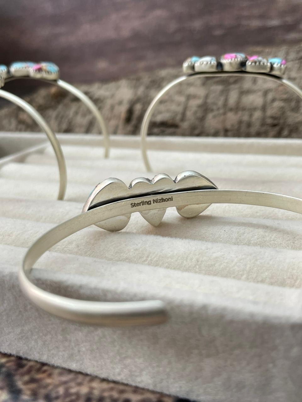 "Heart Collection" Handmade Sterling Silver Cotton Candy Bracelet "Signed Nizhoni"