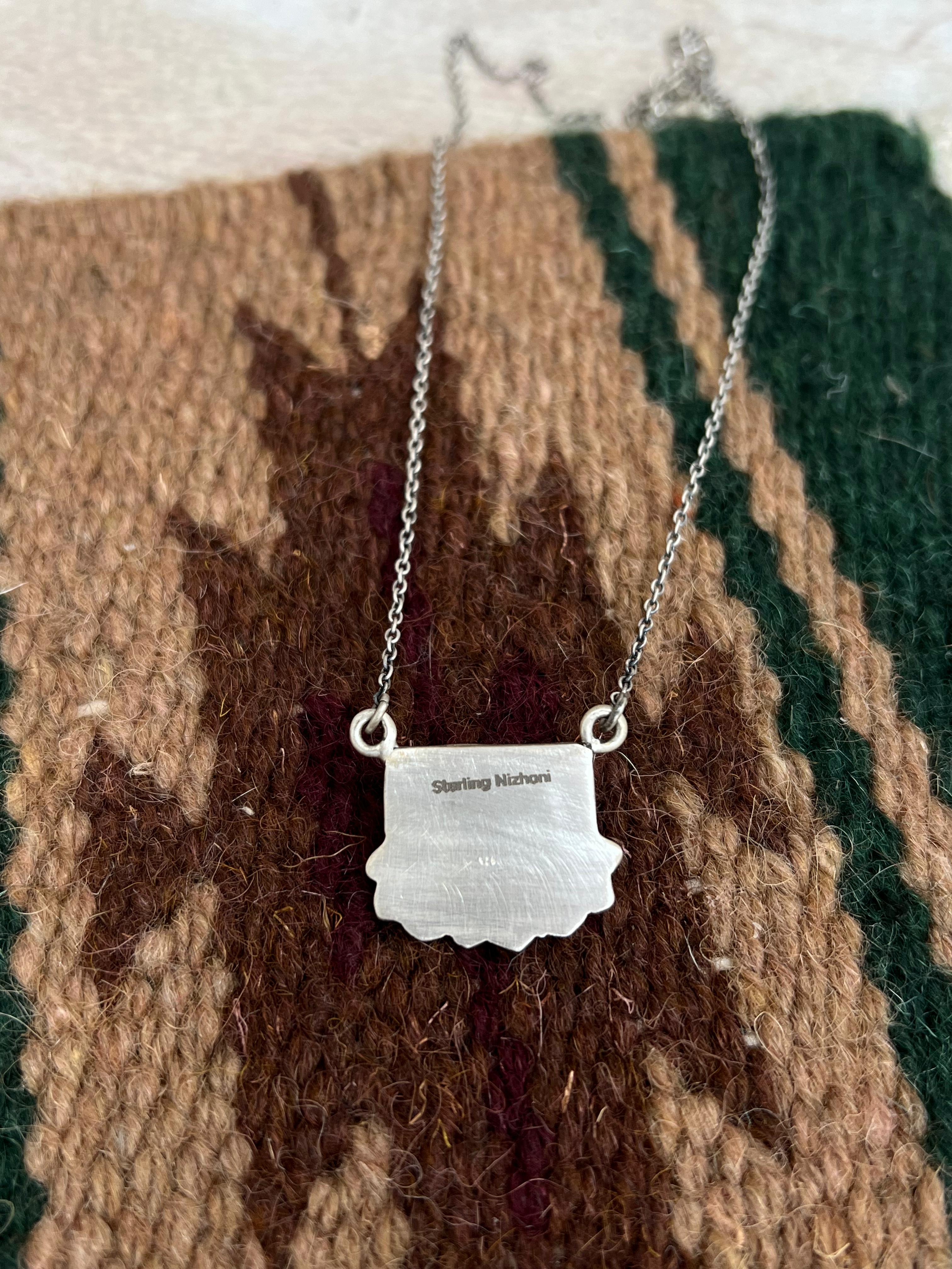 Handmade Sterling Silver Grape Dahlia Necklace with Signed Nizhoni