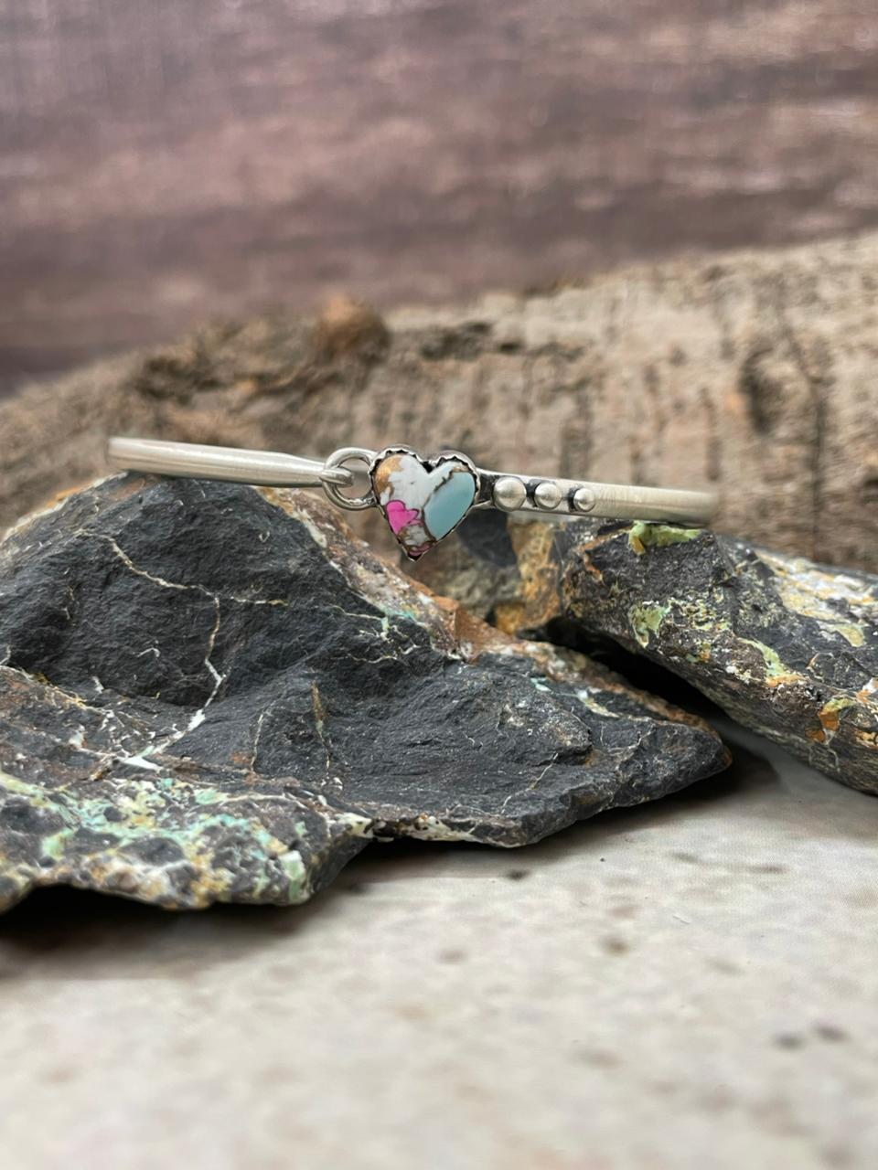 "Heart Collection" Handmade Sterling Silver Cotton Candy Bracelet "Signed Nizhoni"