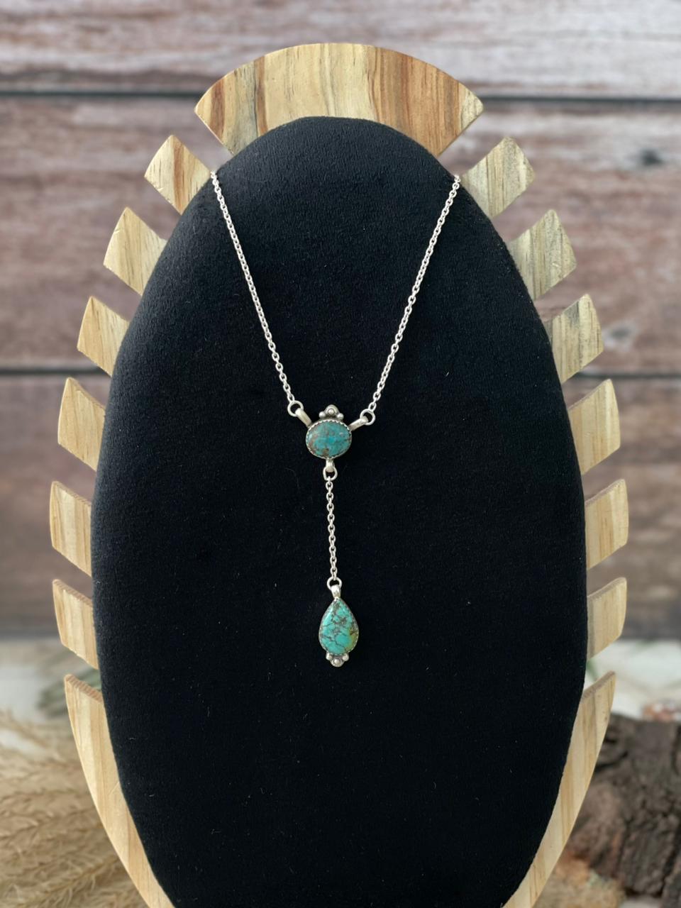 Handmade Sterling Silver Tibetan Turquoise Necklace "Signed Nizhoni"