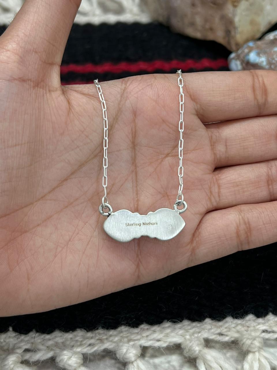 Handmade Sterling Silver Wild Horse Magnesite Necklace "Signed Nizhoni"