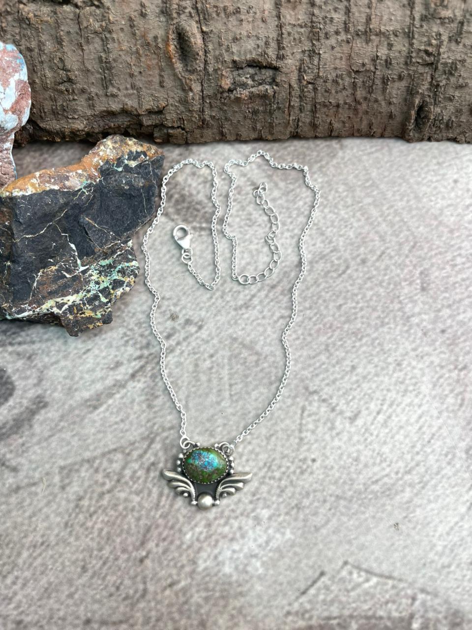 Handmade Sterling Silver Sonoran Mountain Turquoise Necklace "Signed Nizhoni"