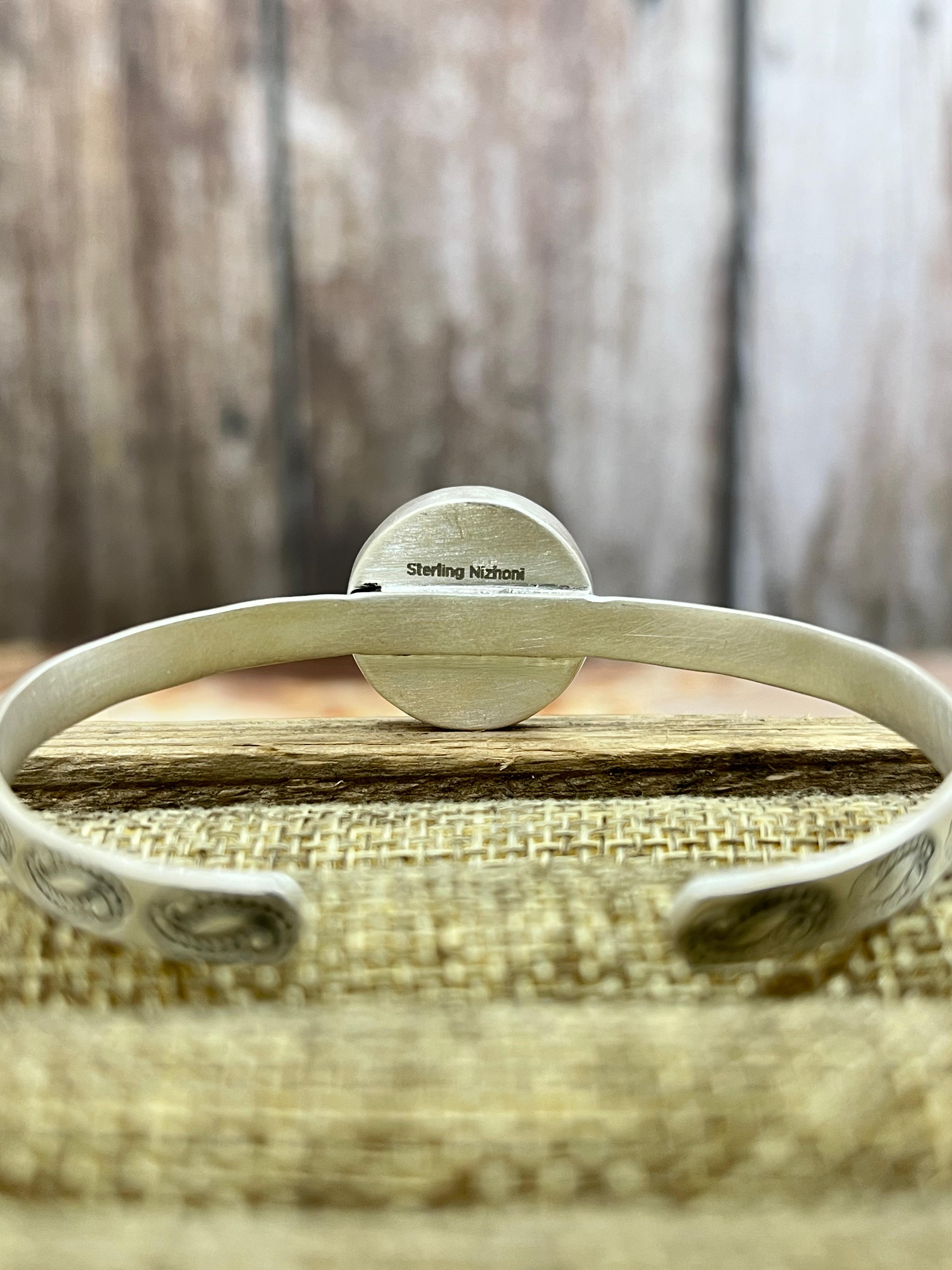 Handmade Sterling Silver Dahlia Rose Cuff Bracelet with Signed Nizhoni