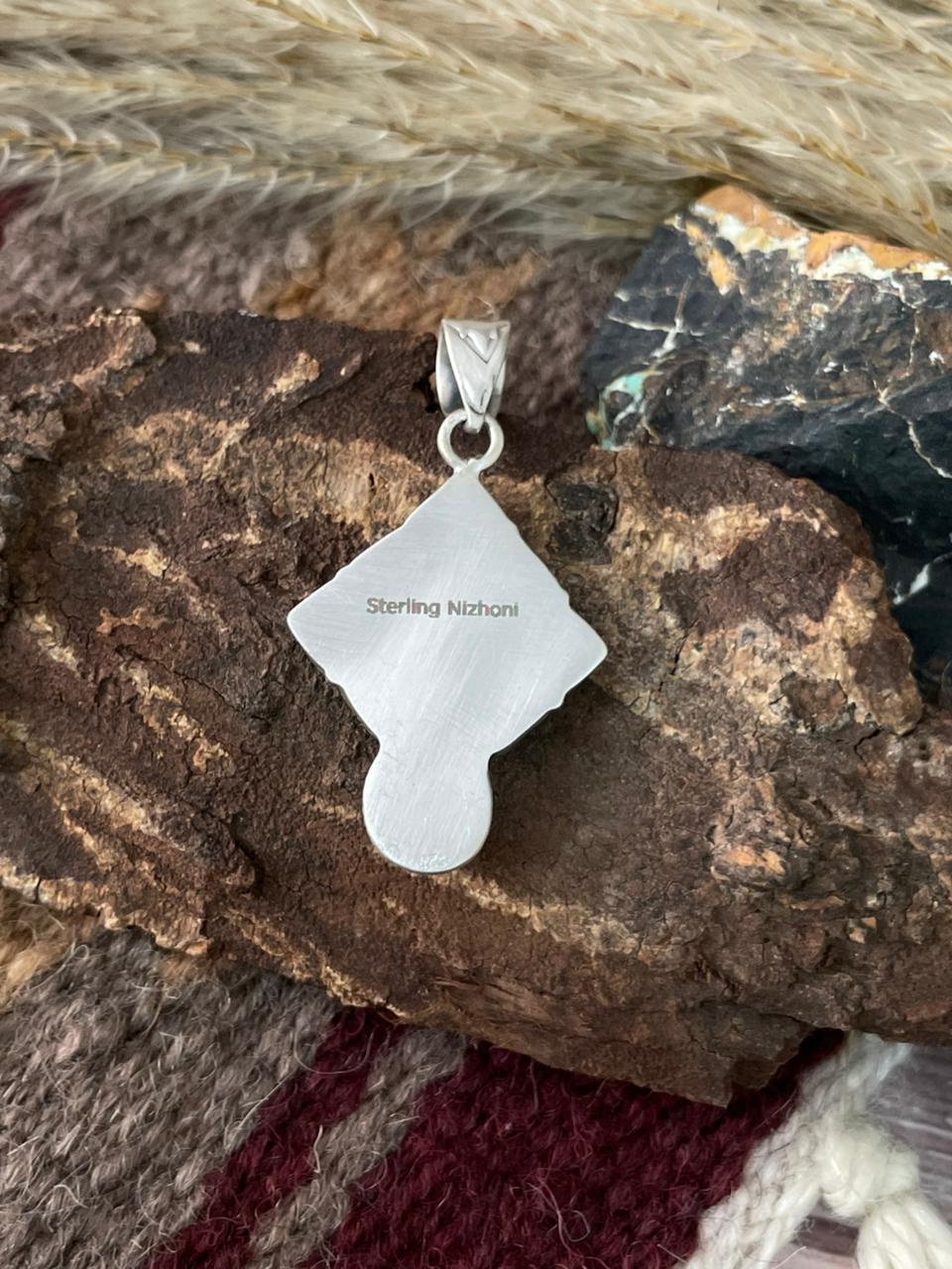 Handmade Sterling Silver Wild Horse with Lapis Pendant "Signed Nizhoni"