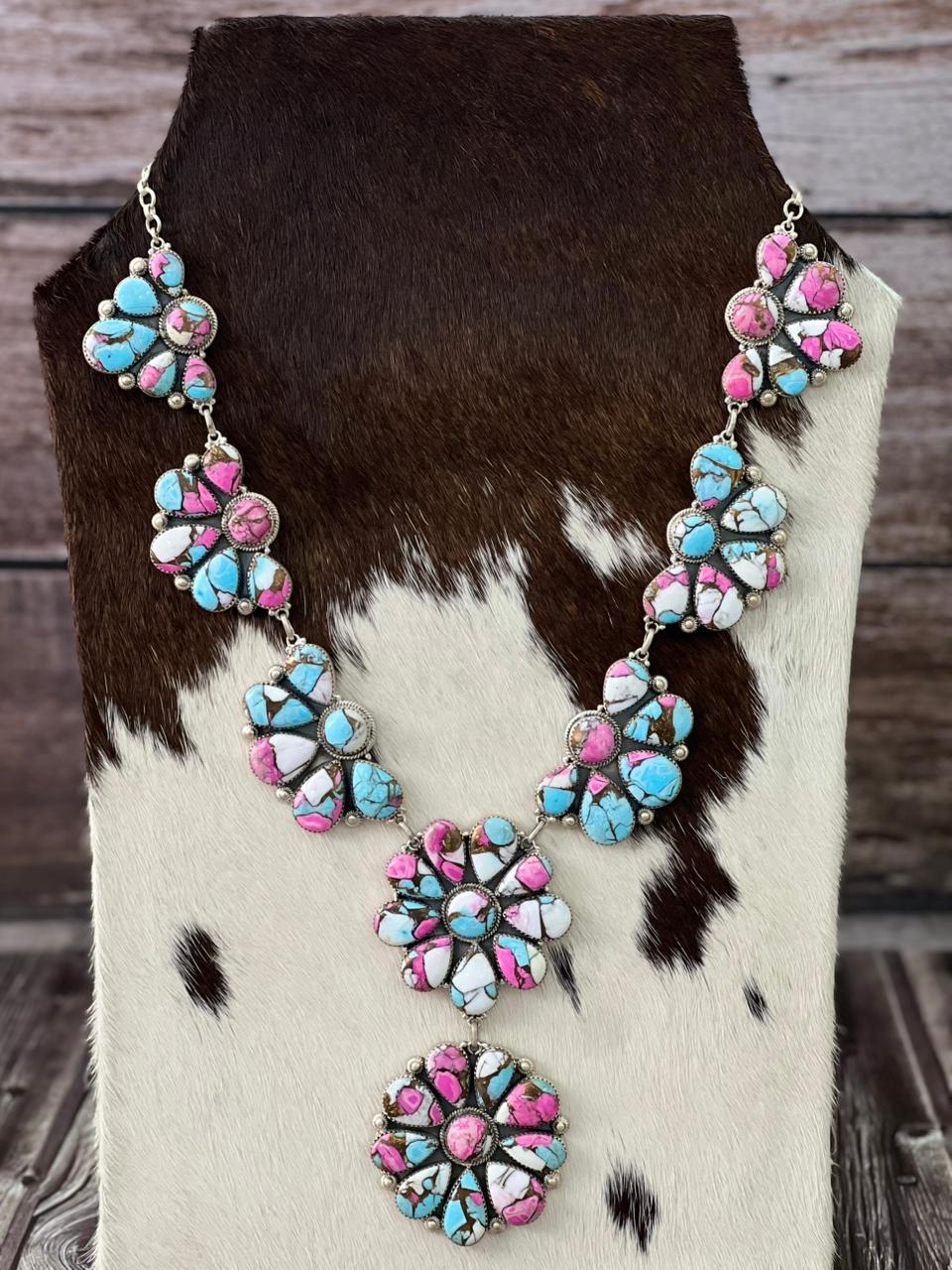 Handmade Sterling Silver Cotton Candy Necklace "Signed Nizhoni"