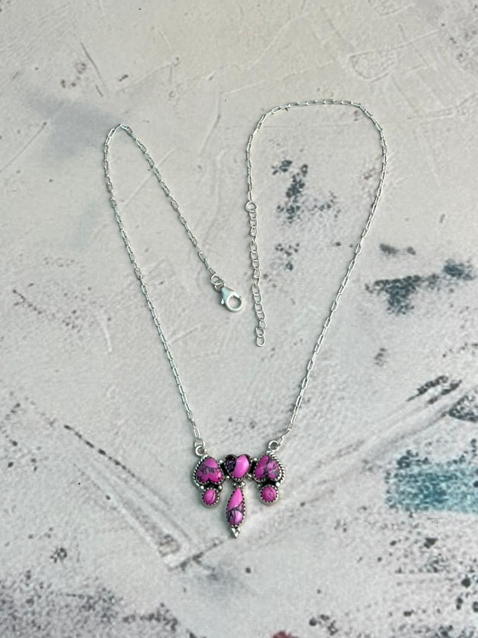 Handmade Sterling Silver Cherry Blossom Necklace "Signed Nizhoni"