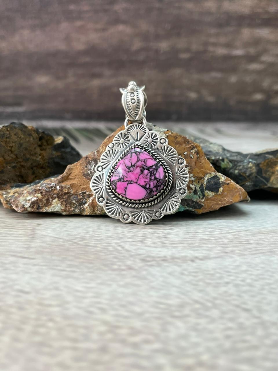 Handmade Sterling Silver Cherry Blossom Pendant "Signed Nizhoni"